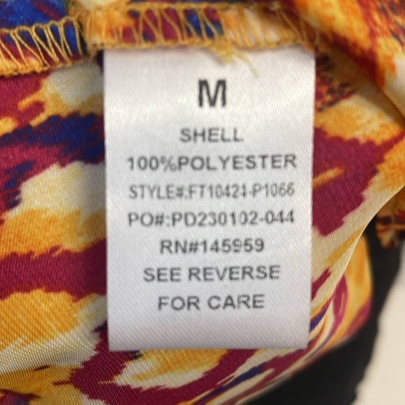 Halter blouse,Garden Desert, yellow,red & blue, side zipper, tie at neck, size M - Picture 6 of 6